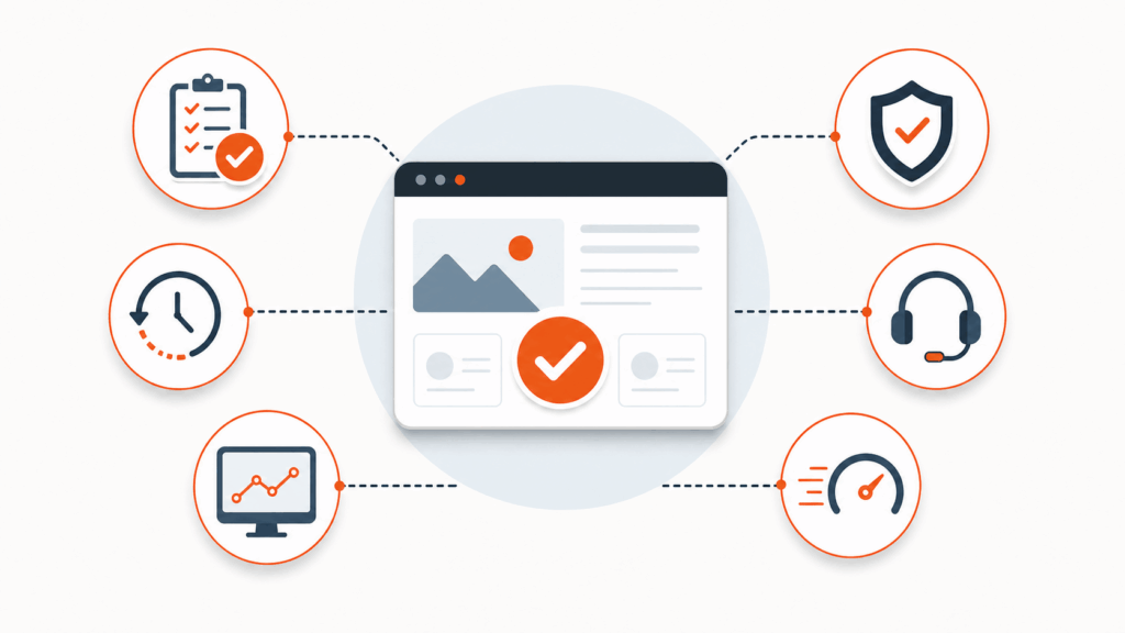 Managed WordPress hosting supports safe testing, backups, monitoring, security, specialist support, and fast delivery.