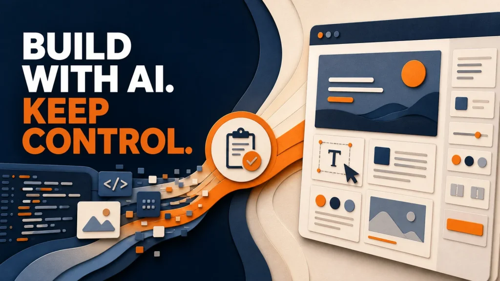 Build with AI. Keep control. AI-assisted development flowing into an editable website system