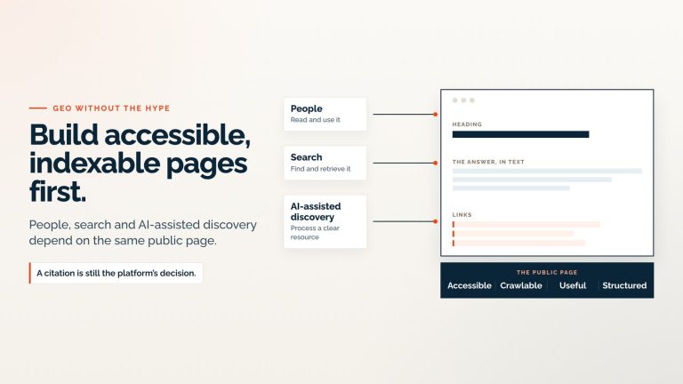 A public page that is accessible, crawlable, useful and structured, supporting people, search and AI-assisted discovery