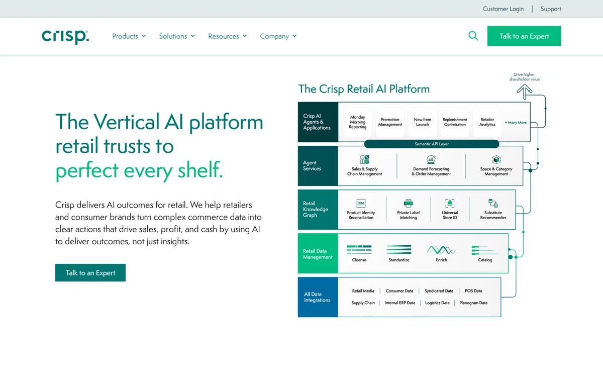 Crisp website homepage